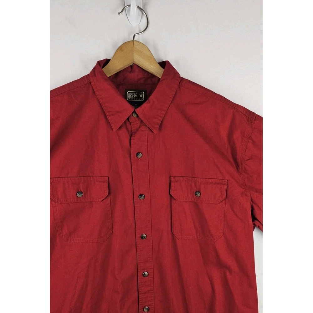 CE Schmidt Workwear Red Button Down Short Sleeve Shirt Men's XL Double Pockets‎